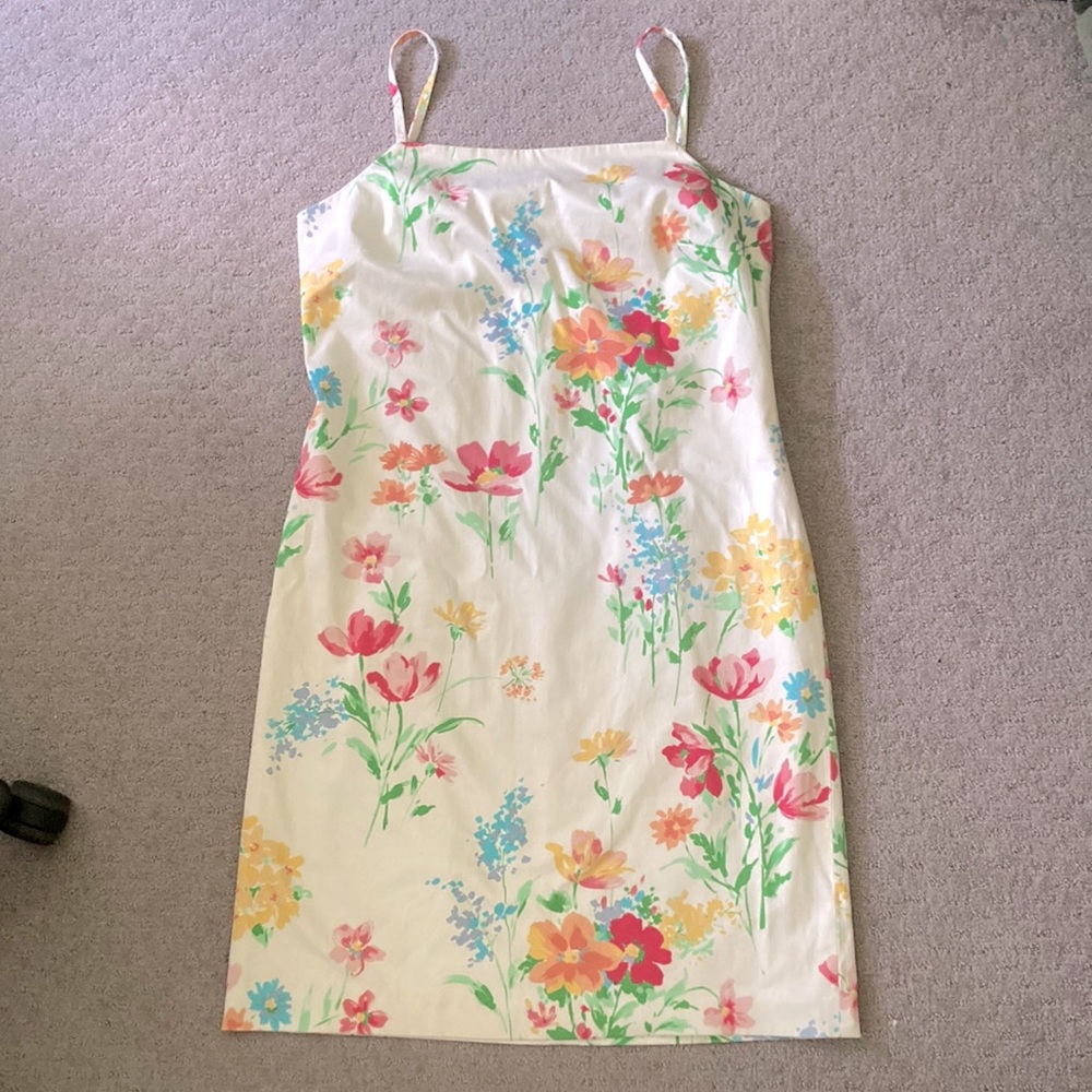 Brooks Brothers white floral sheath dress, Sz 14.